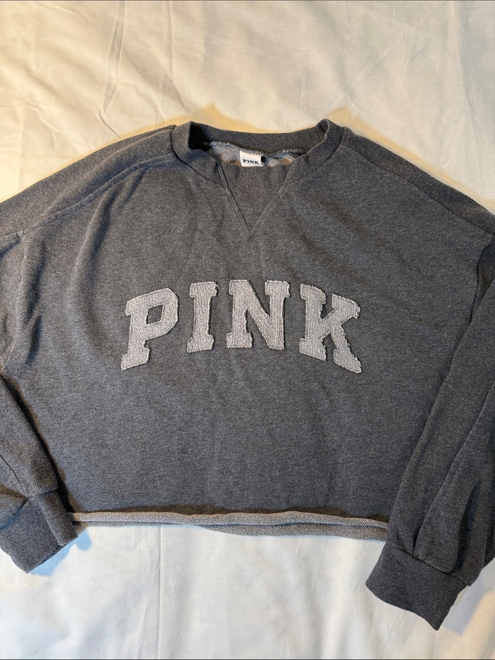 PINK Victoria's Secret Dark Gray Crop Sweatshirt Small